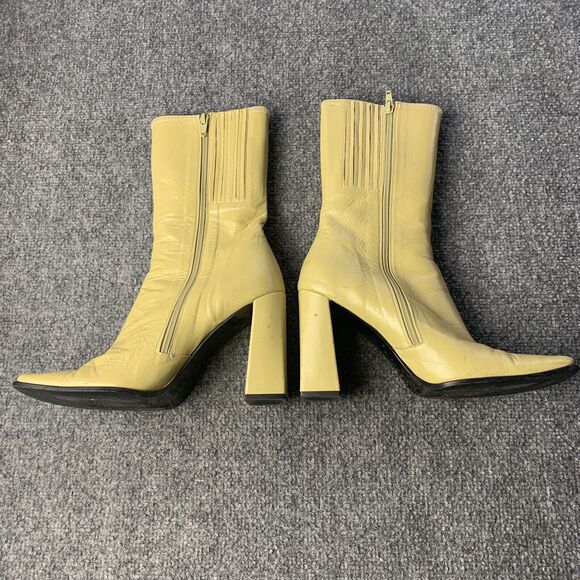 BY FAR Leather Boots High Heel Side Zip Mid Calf Made Portugal Size 40 EU / 9 US - Picture 4 of 14